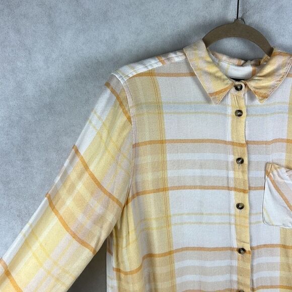 Topshop Yellow Plaid Front Pocket Button Up - Picture 4 of 10